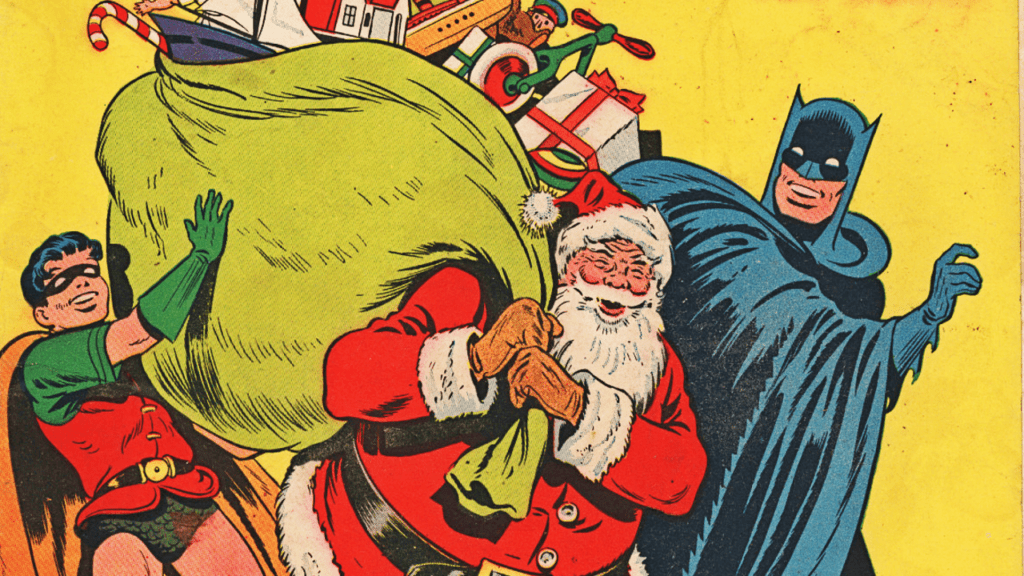 Vintage Batman comic cover featuring Robin the Boy Wonder and Santa Claus