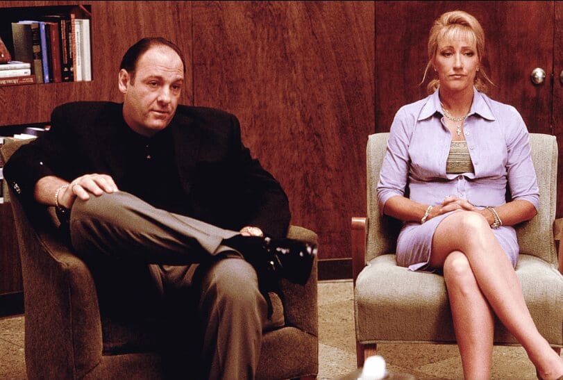 James Gandolfini and Edie Falco in The Sopranos (1999)