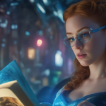 Pretty girl reading indie sci-fi book