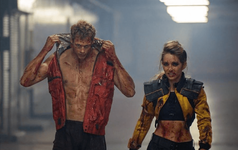 Bill Skarsgård and Jessica Rothe in Boy Kills World (2023) Screenshot Trailer