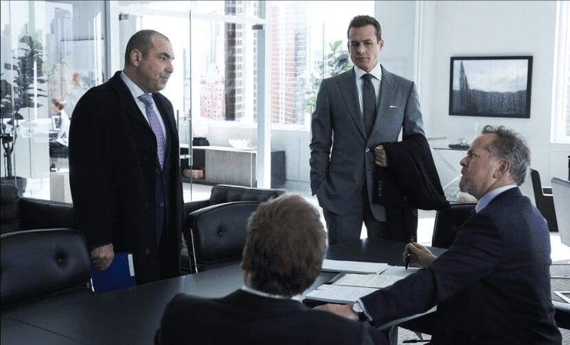 David Costabile, Rick Hoffman, and Gabriel Macht in Suits (2011) screenshot