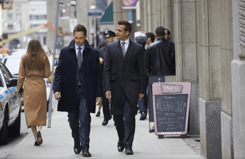 Gabriel Macht and Patrick J. Adams in Suits (2011) screenshot