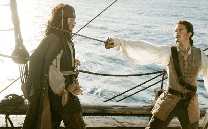 Johnny Depp and Orlando Bloom in Pirates of the Caribbean: Dead Man's Chest (2006) screenshot