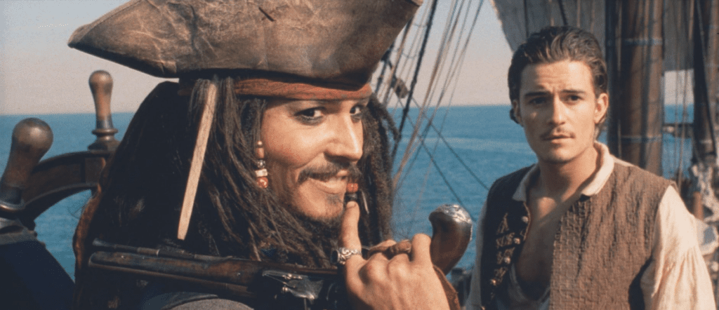 Johnny Depp and Orlando Bloom in Pirates of the Caribbean: The Curse of the Black Pearl (2003) screenshot