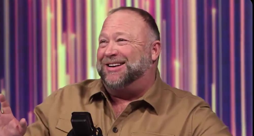 Alex Jones Smiling During An Episode of the Alex Jones Show on InfoWars