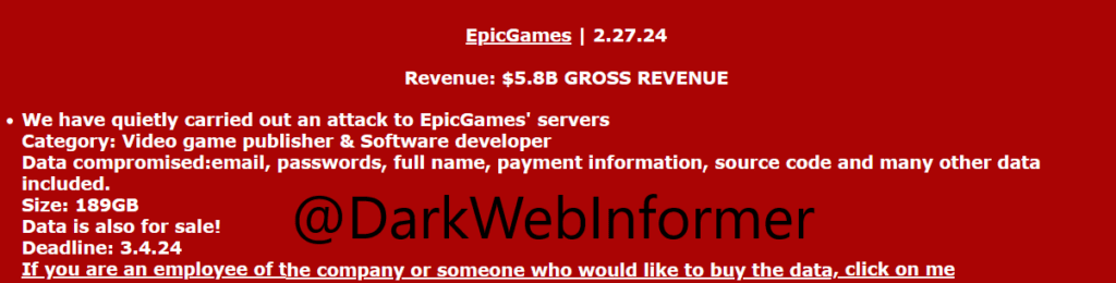 Epic Games ransomware attack Mogilevich hackers Epic Games data breach Epic Games denies hack Fortnite ransomware Epic Games Store hack Ransomware attack video games