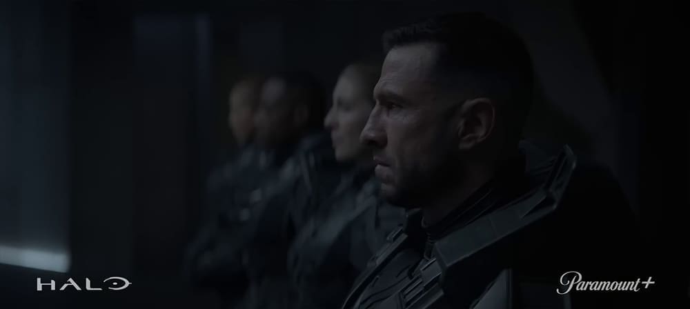 Pablo Schreiber as the "Master Chief" in 'Halo' Season 2. Source: Screenshot, YouTube Trailer.