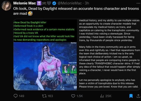 Dead by Daylight
Behavior Games
All Things Wicked update
Transphobia controversy
The Unknown killer
Transgender representation
Zoey Alexandria
Video game controversy