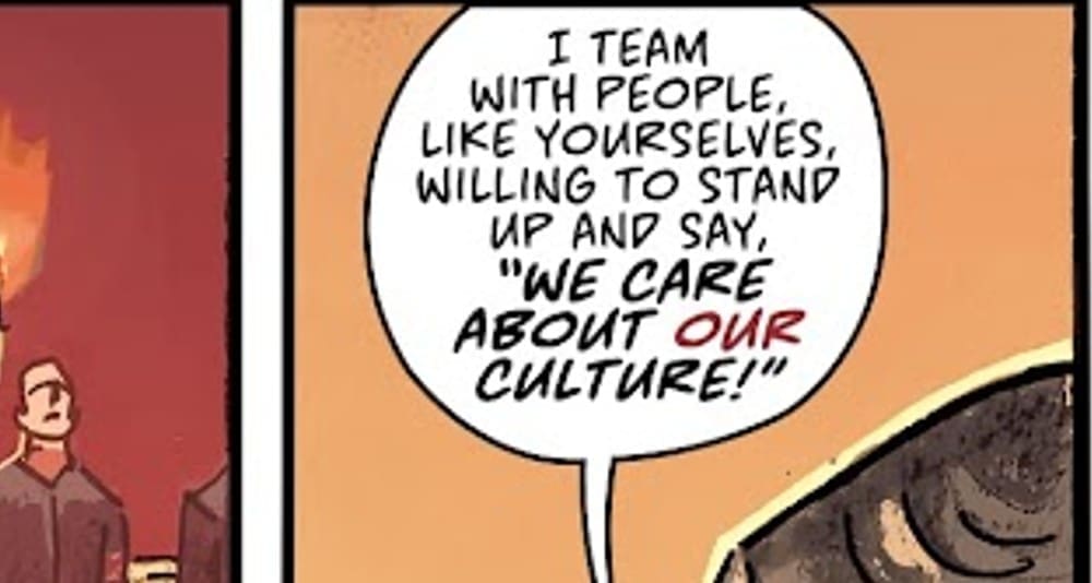The Holly Roller issue 4 panel of a Nazi speaking about white pride